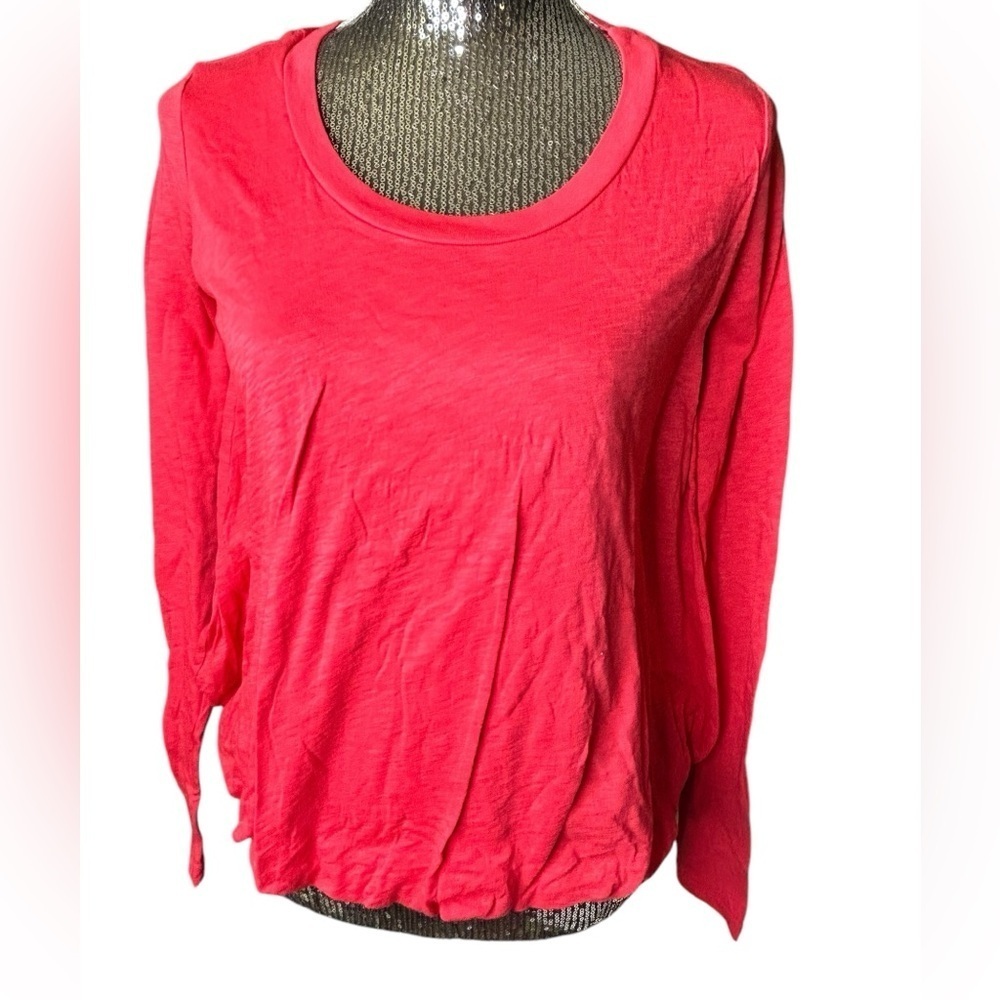 New Stateside gathered hem long sleeve top shirt size XS Red